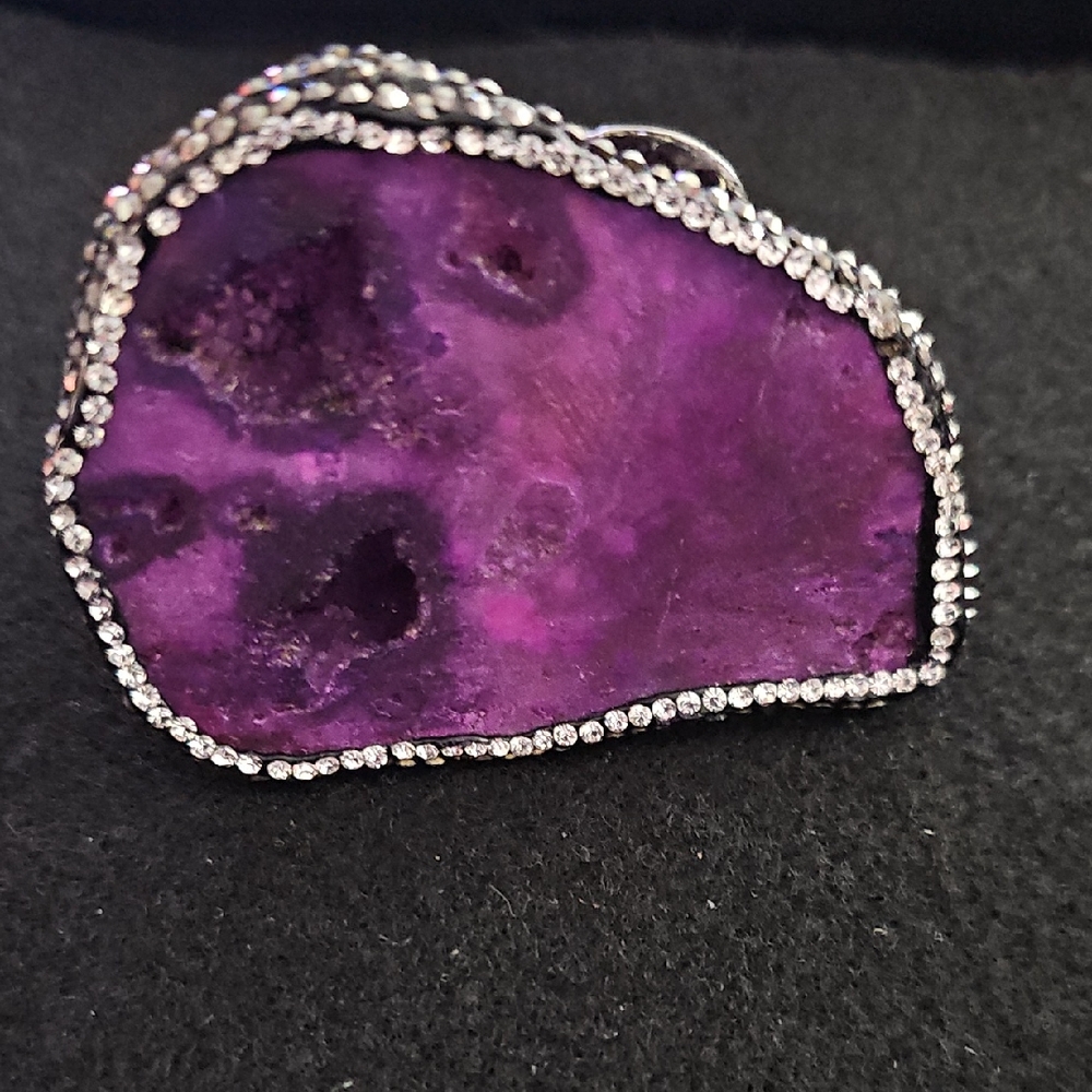 Sassy Jones Purple Gem Brooch with Silver Accents